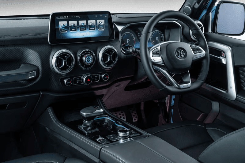 BAIC B40 modern dashboard with touchscreen infotainment and analog gauges