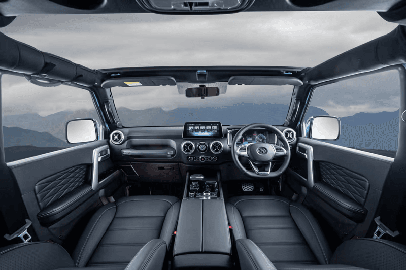 BAIC B40 spacious cabin interior with premium seating and removable roof panels